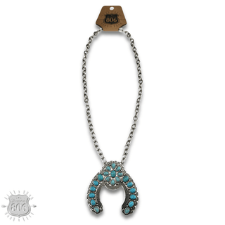 Silver and turquoise squash blossom necklace - Boutique Bella BellaNecklaces
