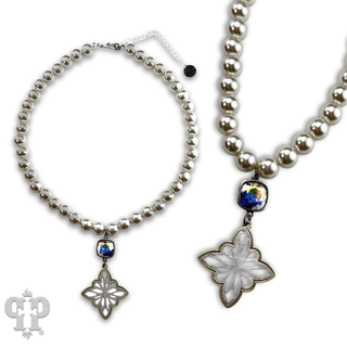 Silver bead star pendant necklace with Austrian crystal - LC - Boutique Bella BellaNecklaces