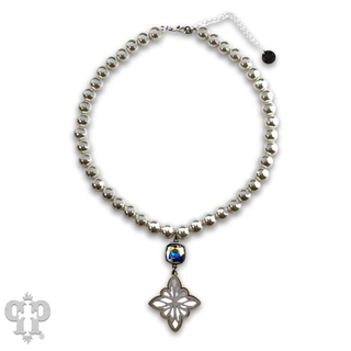 Silver bead star pendant necklace with Austrian crystal - LC - Boutique Bella BellaNecklaces