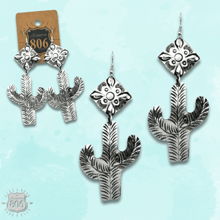 Silver cactus earring - LC - Boutique Bella BellaEarrings