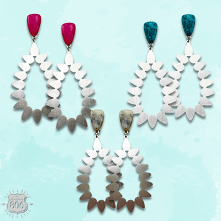 Silver cutwork teardrop earring - LC - Boutique Bella BellaEarrings