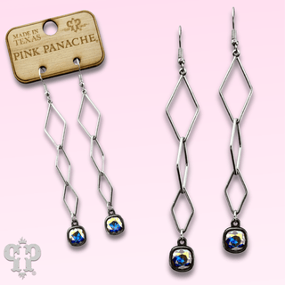 Silver diamond drop earring with Austrian crystal - LC - Boutique Bella BellaEarrings