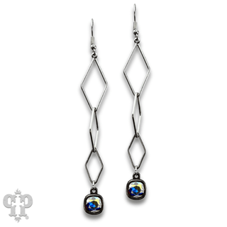 Silver diamond drop earring with Austrian crystal - LC - Boutique Bella BellaEarrings
