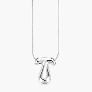 Silver Glow Bubble Letter Initial Necklace - Boutique Bella BellaMonogram Necklace