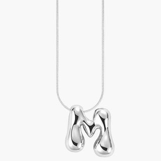 Silver Glow Bubble Letter Initial Necklace - Boutique Bella BellaMonogram Necklace