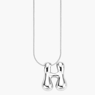 Silver Glow Bubble Letter Initial Necklace - Boutique Bella BellaMonogram Necklace
