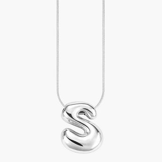 Silver Glow Bubble Letter Initial Necklace - Boutique Bella BellaMonogram Necklace