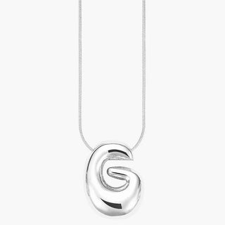 Silver Glow Bubble Letter Initial Necklace - Boutique Bella BellaMonogram Necklace