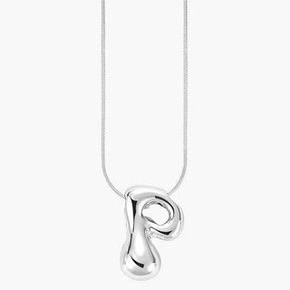 Silver Glow Bubble Letter Initial Necklace - Boutique Bella BellaMonogram Necklace