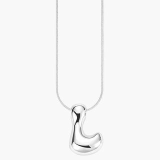 Silver Glow Bubble Letter Initial Necklace - Boutique Bella BellaMonogram Necklace