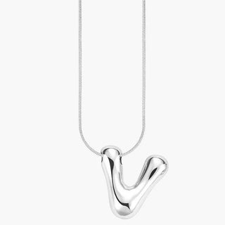 Silver Glow Bubble Letter Initial Necklace - Boutique Bella BellaMonogram Necklace