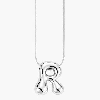 Silver Glow Bubble Letter Initial Necklace - Boutique Bella BellaMonogram Necklace