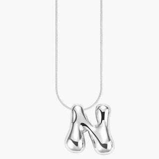 Silver Glow Bubble Letter Initial Necklace - Boutique Bella BellaMonogram Necklace