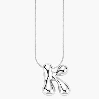 Silver Glow Bubble Letter Initial Necklace - Boutique Bella BellaMonogram Necklace