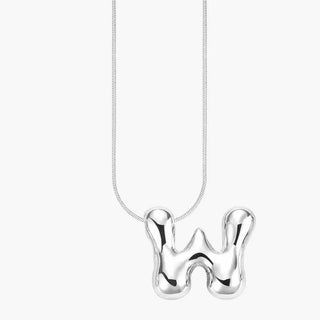 Silver Glow Bubble Letter Initial Necklace - Boutique Bella BellaMonogram Necklace