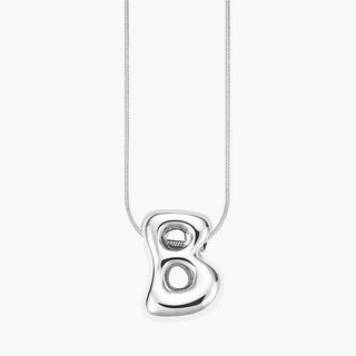 Silver Glow Bubble Letter Initial Necklace - Boutique Bella BellaMonogram Necklace