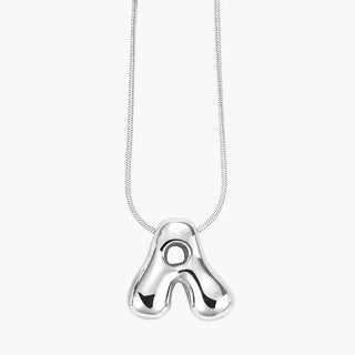 Silver Glow Bubble Letter Initial Necklace - Boutique Bella BellaMonogram Necklace