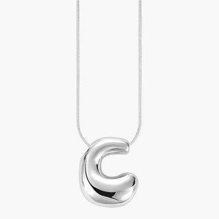 Silver Glow Bubble Letter Initial Necklace - Boutique Bella BellaMonogram Necklace