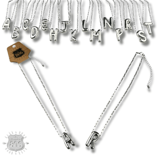 Silver letter pendant on necklace, initial monogram - Boutique Bella BellaNecklaces