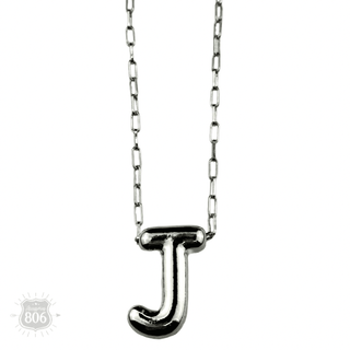 Silver letter pendant on necklace, initial monogram - Boutique Bella BellaNecklaces