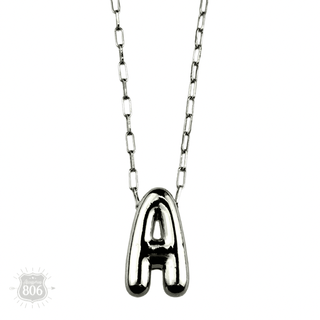 Silver letter pendant on necklace, initial monogram - Boutique Bella BellaNecklaces