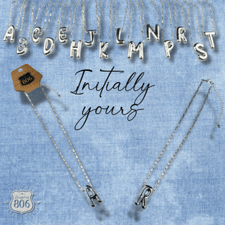 Silver letter pendant on necklace, initial monogram - Boutique Bella BellaNecklaces