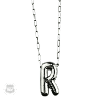 Silver letter pendant on necklace, initial monogram - Boutique Bella BellaNecklaces