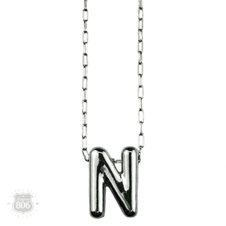Silver letter pendant on necklace, initial monogram - Boutique Bella BellaNecklaces