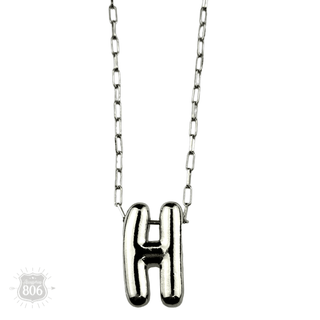 Silver letter pendant on necklace, initial monogram - Boutique Bella BellaNecklaces