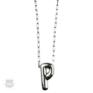 Silver letter pendant on necklace, initial monogram - Boutique Bella BellaNecklaces