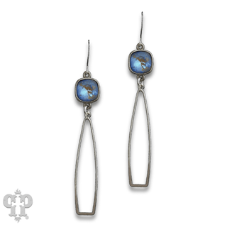 Silver oar shape earring with Austrian crystal - Boutique Bella BellaEarrings
