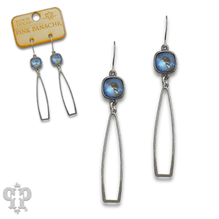 Silver oar shape earring with Austrian crystal - Boutique Bella BellaEarrings