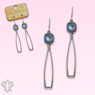 Silver oar shape earring with Austrian crystal - Boutique Bella BellaEarrings