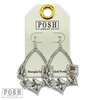 Silver teardrop earring with variety rhinestones - LC - Boutique Bella BellaEarrings