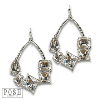 Silver teardrop earring with variety rhinestones - LC - Boutique Bella BellaEarrings