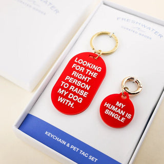 Single Human Keychain & Pet Tag Gift Set - Boutique Bella BellaGift Set