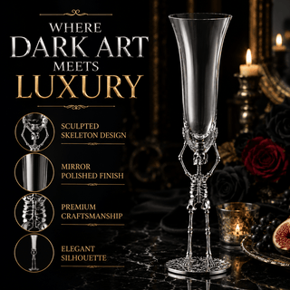 Skeleton Champagne Flute Glass Single 7 5OZ Halloween Skeleton Glasses 10 H Goth Gifts Skeleton Gift - Boutique Bella BellaGlassware