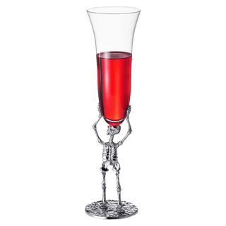 Skeleton Champagne Flute Glass Single 7 5OZ Halloween Skeleton Glasses 10 H Goth Gifts Skeleton Gift - Boutique Bella BellaGlassware