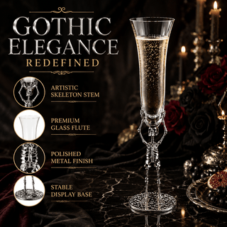 Skeleton Champagne Flute Glass Single 7 5OZ Halloween Skeleton Glasses 10 H Goth Gifts Skeleton Gift - Boutique Bella BellaGlassware
