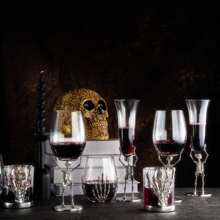 Skeleton Whiskey Glass Tumbler Single 10OZ Halloween Skeleton Glasses 4 3 H Goth Gifts Skeleton Gift - Boutique Bella BellaGlassware