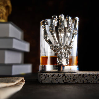 Skeleton Whiskey Glass Tumbler Single 10OZ Halloween Skeleton Glasses 4 3 H Goth Gifts Skeleton Gift - Boutique Bella BellaGlassware