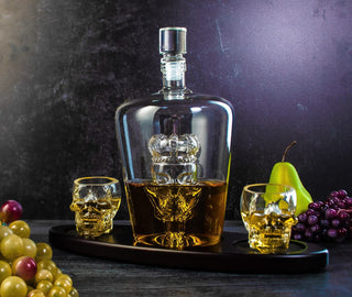 Skull Crown Decanter In Bottle Skull Head With 2 Skull Glasses By 750ML Skull Bottle - Boutique Bella BellaDecanter Sets