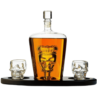Skull Crown Decanter In Bottle Skull Head With 2 Skull Glasses By 750ML Skull Bottle - Boutique Bella BellaDecanter Sets