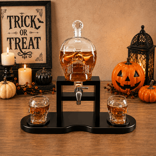 Skull Skeleton Wine Whiskey Globe Decanter Set 850 Ml With 2 Skull Head 3OZ Skeletons Shot Glasses M - Boutique Bella BellaDecanter Sets