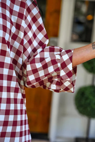 Sloan Button Up - Burgundy Gingham - Boutique Bella BellaButton-Up