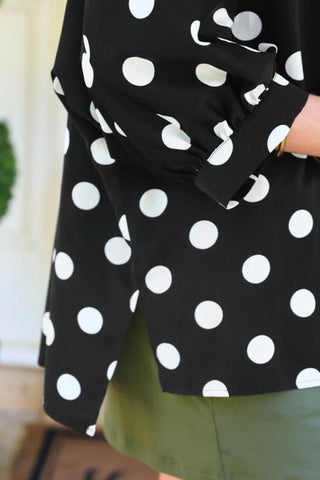 Sloan Button Up Top- After Dark Polka Dot - Boutique Bella BellaButton-Up