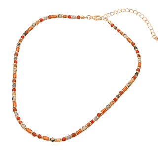 Small Bead Mix Necklace - Brown Mix with Gold Bead - Boutique Bella BellaNecklaces