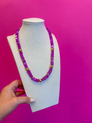 Small Bead Necklace - Purple - Boutique Bella BellaNecklaces