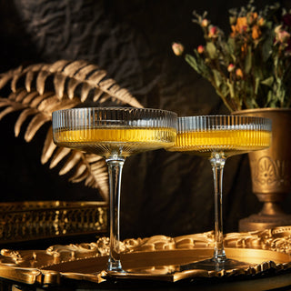 Ribbed Coupe Cocktail Glasses 8 Oz Set Of 2 Classic Manhattan Glasses For Cocktails Libbey Champagne
