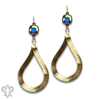 Snake chain teardrop earring with Austrian crystal - Boutique Bella BellaEarrings